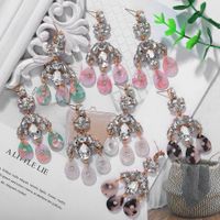 Fashion Boho Water Drop Alloy Diamond Earrings Exaggerated Acetate Plate Earrings main image 3