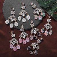 Fashion Boho Water Drop Alloy Diamond Earrings Exaggerated Acetate Plate Earrings main image 5