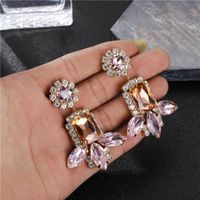 Fashion Pink Gemstone Tassel Earrings New Earrings Wholesale main image 3