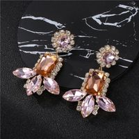 Fashion Pink Gemstone Tassel Earrings New Earrings Wholesale main image 5
