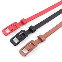 New Solid Color Ladies Light Body Pu Small Belt Fashion Square Buckle Needle-free Decorative Thin Belt main image 4