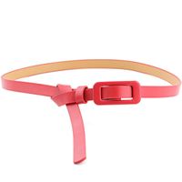 New Solid Color Ladies Light Body Pu Small Belt Fashion Square Buckle Needle-free Decorative Thin Belt main image 5