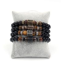 Moda Black Diamond Tiger&#39;s Eye Micro Diamond Wheel Bead Separador Pulsera main image 6