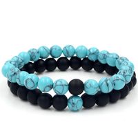 Fashion Natural Turquoise Black Frosted Stone Bracelet Elastic Bracelet Wholesale main image 2