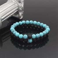 Fashion Natural Turquoise Black Frosted Stone Bracelet Elastic Bracelet Wholesale main image 4