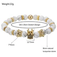 Fashion Natural Volcanic Stone Tiger Eye Bracelet Copper Micro Inlaid Zircon Crown Bracelet Men&#39;s Bracelet main image 3