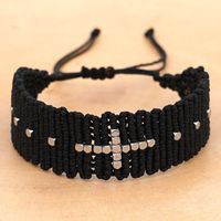 Fashion Black Woven Couple Bracelet Friendship Rope Mix And Match Silver Beads Handmade Woven Jewelry main image 2
