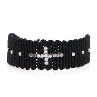 Fashion Black Woven Couple Bracelet Friendship Rope Mix And Match Silver Beads Handmade Woven Jewelry main image 3