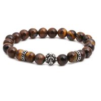 Fashion Stainless Steel Lion Head Bracelet Tiger&#39;s Eye Beaded Male Bracelet sku image 2