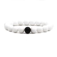 Fashion 10mm Black Frosted Porcelain White Stone Beaded Bracelet Elastic String Beaded Bracelet sku image 2
