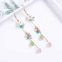 Fashion Long Exaggerated Shell Flower Stone Earrings Earrings Vacation Style Earrings Women sku image 1