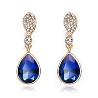 Fashion Shiny Water Drop Crystal Earrings Alloy Diamond Colorful Earrings sku image 1