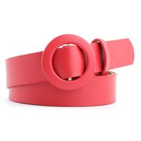 New Solid Color Ladies Light Body Pu Belt Fashion Round Buckle Needle-free Punch-free Wild Pants Belt sku image 2