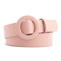 New Solid Color Ladies Light Body Pu Belt Fashion Round Buckle Needle-free Punch-free Wild Pants Belt sku image 6