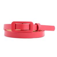 New Solid Color Ladies Light Body Pu Small Belt Fashion Square Buckle Needle-free Decorative Thin Belt sku image 2
