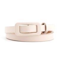New Solid Color Ladies Light Body Pu Small Belt Fashion Square Buckle Needle-free Decorative Thin Belt sku image 1