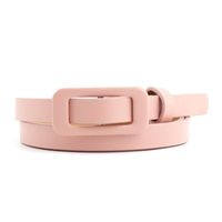 New Solid Color Ladies Light Body Pu Small Belt Fashion Square Buckle Needle-free Decorative Thin Belt sku image 6