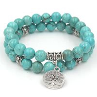 Fashion Natural Turquoise Black Frosted Stone Bracelet Elastic Bracelet Wholesale sku image 6