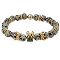 Fashion Natural Volcanic Stone Tiger Eye Bracelet Copper Micro Inlaid Zircon Crown Bracelet Men&#39;s Bracelet sku image 4
