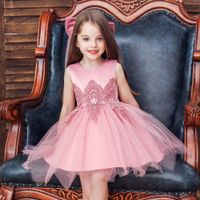 New Children's Dress Princess Dress Girls Wedding Dress Puffy Net Yarn Flower Girl Dress With Bow Veil main image 1
