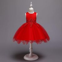 New Children's Dress Princess Dress Girls Wedding Dress Puffy Net Yarn Flower Girl Dress With Bow Veil main image 5