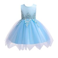 New Children's Dress Princess Dress Girls Wedding Dress Puffy Net Yarn Flower Girl Dress With Bow Veil main image 3