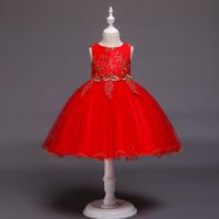 Children's Wedding Dress Princess Skirt Girl Host Catwalk Dress Summer Embroidered Sleeveless Dress main image 4