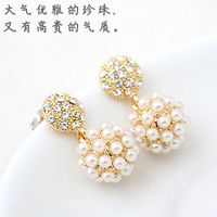Korean Fashion Elegant Flash Diamond Pearl Ball Temperament Earrings main image 2