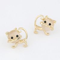 Korean Fashion Sweet Opal Cute Cat Personality Flash Diamond Earrings main image 3