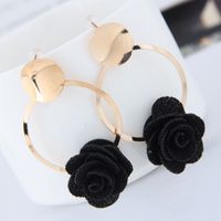 Metal Simple And Sweet Fabric Small Flower Personality Celebrity Style Female Earrings main image 3