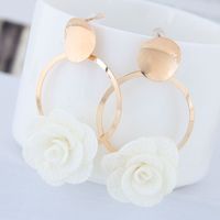 Metal Simple And Sweet Fabric Small Flower Personality Celebrity Style Female Earrings main image 5