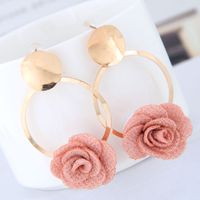 Metal Simple And Sweet Fabric Small Flower Personality Celebrity Style Female Earrings main image 6