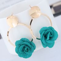 Metal Simple And Sweet Fabric Small Flower Personality Celebrity Style Female Earrings main image 7