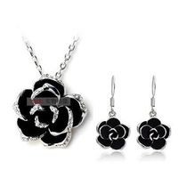 Fashion Exquisite Vintage Inlaid Austrian Diamond Oil Rose Personality Necklace Jewelry Set main image 3