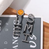 Korean New Fashion Creative Letters Exquisite Diamond Smiley Earrings Women main image 4