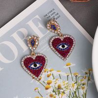 New Jewelry Fashion Temperament Heart Stud Earrings Creative Diamond Jewel Eye Earrings main image 5