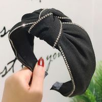 New High-end Boutique Hair Accessories Korean Double Drain Drill Middle Knot Wide Headband Creative Women&#39;s Hair Band main image 5