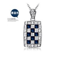 Fashion High-end Temperament Queen Crystal Necklace Exquisite Vintage Diamond Square Pendant sku image 1