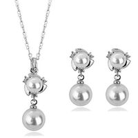 New Fashion Accessories Exquisite Diamond Double Pearl Set sku image 2