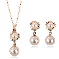 New Fashion Accessories Exquisite Diamond Double Pearl Set sku image 1