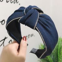 New High-end Boutique Hair Accessories Korean Double Drain Drill Middle Knot Wide Headband Creative Women&#39;s Hair Band sku image 3