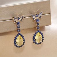 S925 Silver Pin Haotite Light Luxury Retro Earrings Fashion Butterfly Water Drop Trend Personality Earrings main image 3