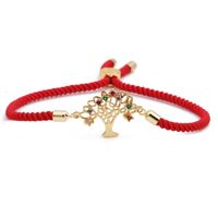 Croix-frontière E-commerce Milan Rouge Corde Bracelet Micro-incrusté Couleur Zirconium Rouge Corde Chanceux Arbre Bracelet Réglable En Forme De Coeur Bracelet main image 1