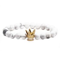 Croix-frontière Vendu Bijoux Vente Chaude En Europe Et Amérique Noir Givré Pierre Perlée Diy Couronne Bracelet Blanc Turquoise Couronne Hommes De Bracelet sku image 1