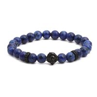 Pulsera De Cabeza De León De Acero Inoxidable Pulsera De Hombre Con Cuentas De Piedra Azul sku image 3