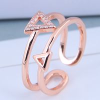 Delicate Korean Fashion Sweet Card Cubic Zircon Triangle Open Ring main image 1