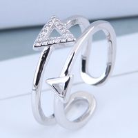 Delicate Korean Fashion Sweet Card Cubic Zircon Triangle Open Ring main image 4