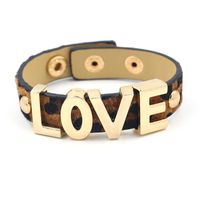 Europäisches Und Koreanisches Neues Mode Armband Goldenes Love Armband Weibliche Kaffee Farbe Leoparden Muster Rosshaar Leder Knopf Armband main image 4