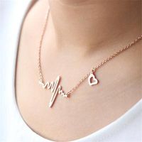 Wave Clavicle Chain Ecg Necklace Heart Frequency Pendant Necklace Heart Chain Necklace Wholesale main image 6