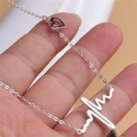 Wave Clavicle Chain Ecg Necklace Heart Frequency Pendant Necklace Heart Chain Necklace Wholesale main image 3